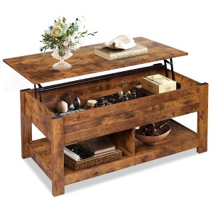 Coffee Table, 47" Lift Top Coffee Table with Hidden Compartment and 2 Storage Shelves for Living Room - 1 of 4