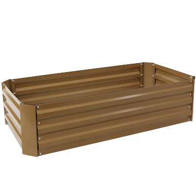 Sunnydaze Raised Hot Dip Galvanized Steel Rectangle Garden Bed for Plants, Vegetables, and Flowers - 48" L x 11.75" H - Brown