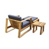 3-Piece Outdoor Acacia Wood Lounge Set with Chair, Ottoman, and Side Table - 3 of 4