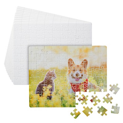 Bright Creations 10 Sets Blank Sublimation Puzzles for DIY Crafts, 80-Piece Jigsaws for Heat Press Thermal Transfer, 9 x 8 In