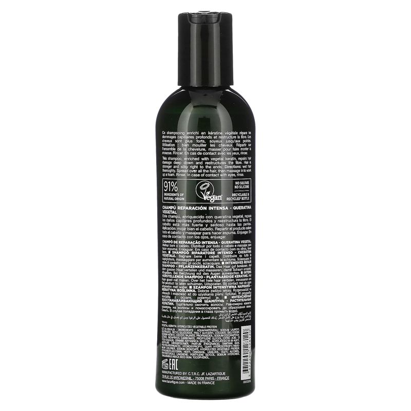 Lazartigue Repair Shampoo, Enriched with Vegetal Keratin, Helps Damage Deep Down & Restructures Hair Fiber, Strengthens Hair and Leaves it Silky Right, 2 of 3