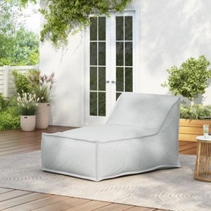 Outdoor Bean Bag Lounge Chairs Set of 2, Water-Resistant Foam Filled Seats with Light Gray Fabric for Patio, Garden, or Indoor Use-The Pop Home - 1 of 4