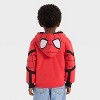 Toddler Boys' Marvel Spider-Man Faux Shearling Hoodie Zip-Up Sweatshirt - Red - 3 of 4