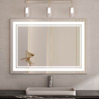 Keonjinn LED Front Light Bathroom Vanity Wall Mirror, 3 Color Temperatures, Anti-fog