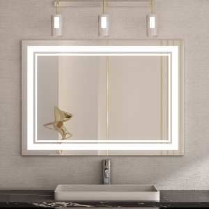 Keonjinn LED Front Light Bathroom Vanity Wall Mirror, 3 Color Temperatures, Anti-fog - 1 of 4