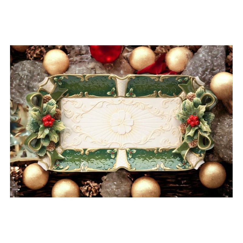 Kevins Gift Shoppe Hand Painted Ceramic Christmas Holly Tray, 3 of 4