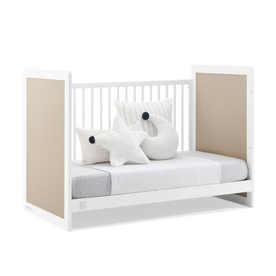 Bianca White and Natural 4-in-1 Convertible Crib with Textured Panels