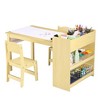 GustoWave Kids Art Table with 2 Chairs,Toddler Craft Play Wood Activity Desk with 3-Tier Storage Shelves,Children's Wooden Furniture Table,yellow - 2 of 4