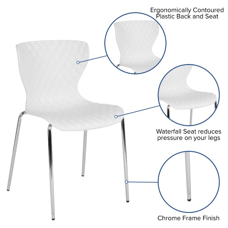 Emma and Oliver Contemporary Design Accent Dining Plastic Stack Chair, 3 of 11