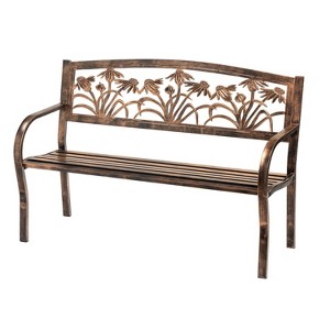 Evergreen Metal Coneflower Bench - 1 of 4