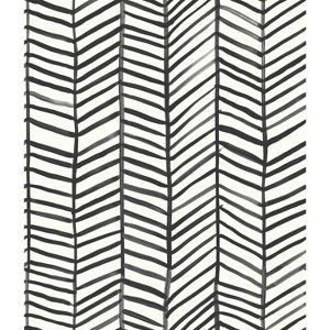 RoomMates Cat Coquillette Herringbone Peel and Stick Wallpaper Black: Removable, Renter Friendly, Vinyl, 28 Sq Ft Coverage - 1 of 4
