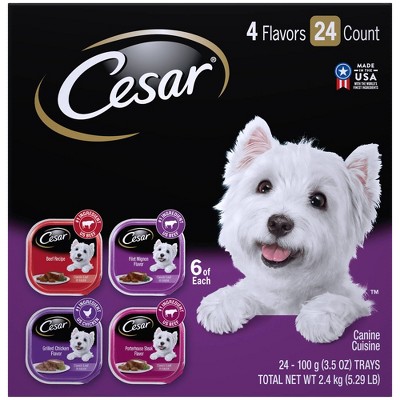 Cesar Classic Loaf in Sauce Wet Dog Food Beef, Filet Mignon, Grilled Chicken & Porterhouse Steak - 3.5oz/24ct Variety Pack