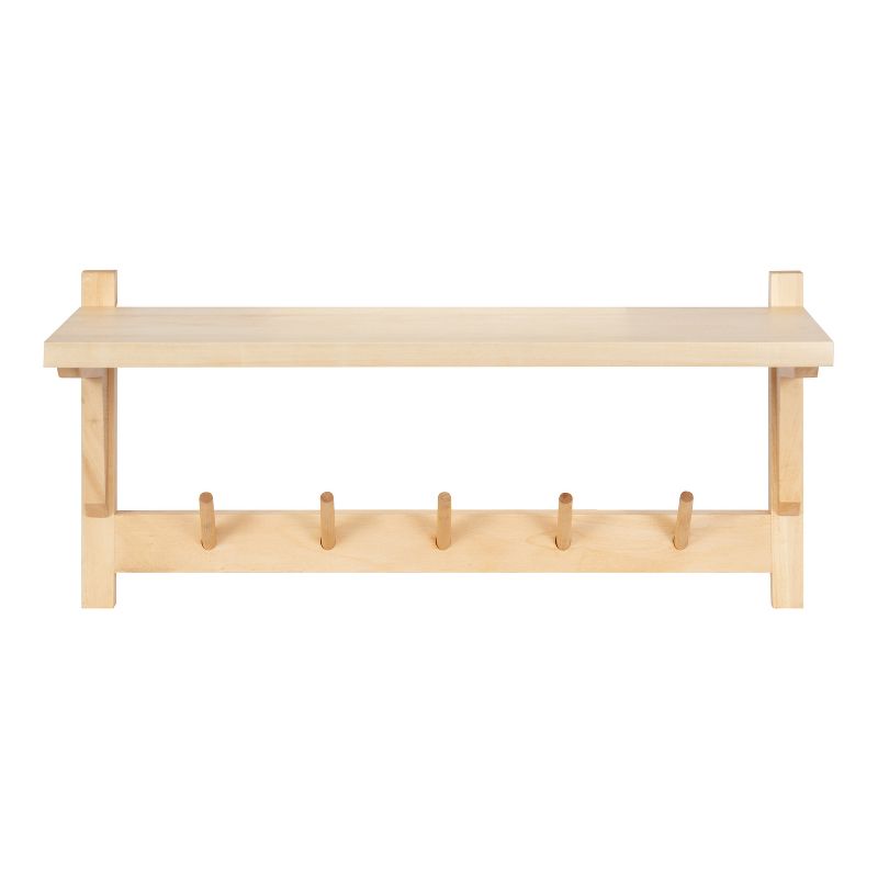 Kate and Laurel Meridien Rectangle Wood Functional Shelf, 24x8x12, Natural, 2 of 9