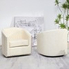 KINWELL 29" Wide Tufted PU Leather Swivel Barrel Chair (Set of 2) - 3 of 4