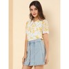 INSPIRE CHIC Women's Peter Pan Collar Lace Trim Embroidered Casual Floral Blouse - 2 of 4