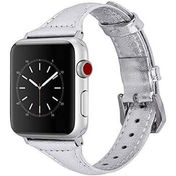Worryfree Gadgets Genuine Leather Replacement with Apple Watch, Band for iWatch Series 8 7 6 5 4 3 2 1 Dressy Bracelet Smart iWatch Accessories