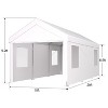 Gulches 10'x20' Portable Garage Carport, Heavy Duty Canopy with 2 Roll-up Doors & 4 Ventilated Windows for Car, Truck, Boat, Garden Tools, White - 3 of 4