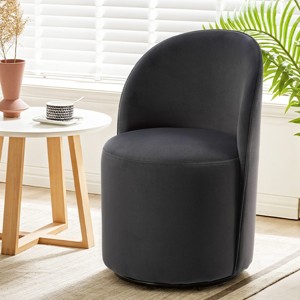 1 Piece Modern Barrel Velvet Upholstered Dining Room Chair,360° Swivel Round Armless Accent Chair for Small Spaces or Living Room-Coolbibila - 1 of 4