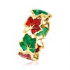 Ross-Simons Italian Red and Green Enamel Leaf Ring in 14kt Yellow Gold - 3 of 4