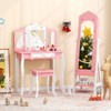 Tangkula Kids Jewelry Armoire Cabinet Freestanding Full Length Dressing Mirror with Large Capacity Pink/White - 4 of 4
