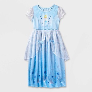 Girls' Disney Princess Cinderella Dress-up NightGown - Blue - 1 of 3