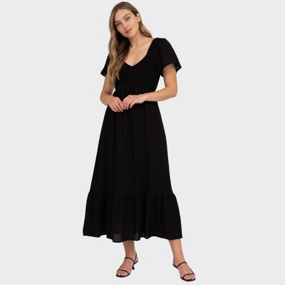 August Sky Women's Smocked Empire Waist Midi Dress