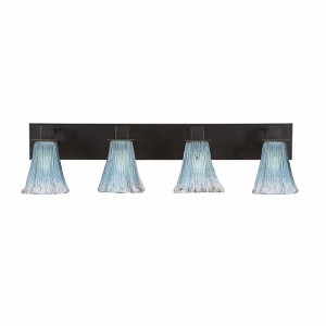 Toltec Lighting Apollo 4 - Light Vanity in  Dark Granite with 5.5" Fluted Teal Crystal  Shade - 1 of 1