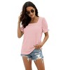 Summer Tops for Women Square Neck T Shirts Casual Tees Ruffle Trim Short Sleeve Blouses 2025 Fashion - 3 of 4