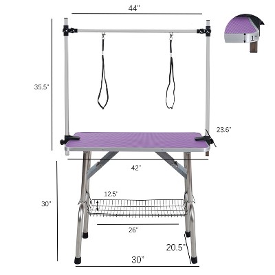 42" Purple Folding Pet Grooming Table with Adjustable Arms