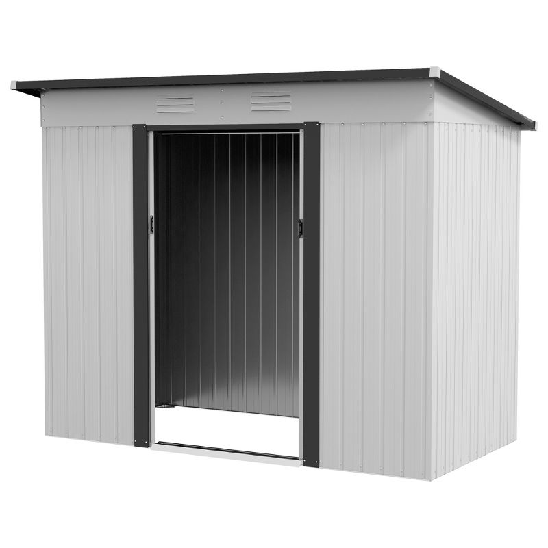 Outsunny Metal Garden Shed, Backyard Tool Storage Shed with Dual Locking Doors, 2 Air Vents and Steel Frame, 4 of 7