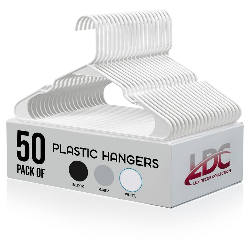 50pk Plastic Hangers Space Saving Non Slip Clothes Hangers - Lux Decor Collection, 1 of 6