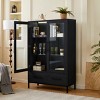 60'' Tall Glass Display Cabinet with LED Lighting,2 Drawers & Adjustable Shelves,Modern Curio Pantry for Living Room Kitchen-Baofuwish - 3 of 4