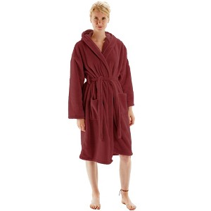 BC BARE COTTON Womens Hooded Robe Microfiber Plush Fleece Bathrobe - 1 of 4