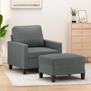 vidaXL Sofa Chair with Footstool Dark Gray 23.6 in. Fabric - 1 of 4