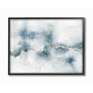 Stupell Industries Abstract Cloud Splatters White Blue Gold Painting - 1 of 4