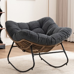 Lyngins Modern Indoor Leisure Rocking Chair with Thicken Seat Cushion,Comfy Accent Reclining Chair for Living Room,Nursery - 1 of 4
