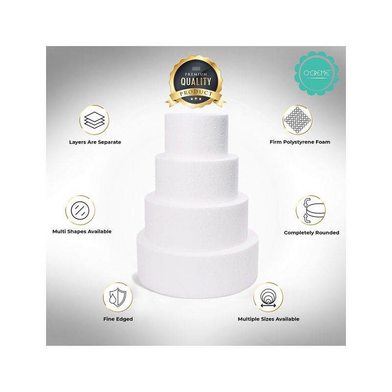 O'Creme Square Cake Dummy for Display Decorating, Styrene - 4" High, 3 of 7