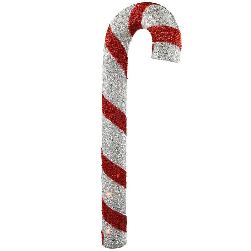 Northlight 31" Pre-lit Red and Silver Striped Candy Cane Christmas Outdoor Decor, 3 of 7