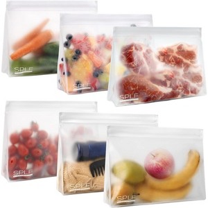 8 Pack Reusable Storage Bags, 4 Half Gallon and 4 Quart BPA Free Leakproof Food Bags - 1 of 4