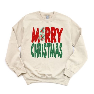 Simply Sage Market Women's Graphic Sweatshirt Red and Green Merry Christmas