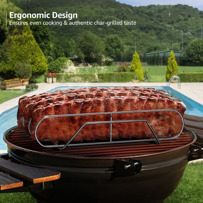 XL Silver Non-Stick Steel Rib Rack for Grilling
