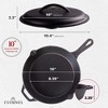 Cuisinel Cast Iron Skillet with Lid - 10"-inch Pre-Seasoned Covered Frying Pan Set + Silicone Handle and Lid Holders + Scraper/Cleaner - 2 of 4