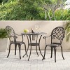 VisioGear Patio Bistro Sets, 3 Pieces Patio Dining Sets,Table with Ice Bucket for Backyard or Poolside, Black, 20.75"*21"*34" - 2 of 4