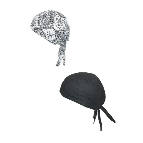 Ctm Cotton Unlined Solid And Paisley Do Rag (pack Of 2), White Paisley ...