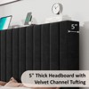 AMERLIFE Bed Frame, Velvet Upholstered Platform Bed with Channel Tufted Headboard - 3 of 4