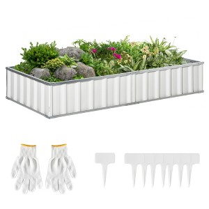 Outsunny 69'' x 36'' Galvanized Raised Garden Bed, DIY Large Planter for Outdoor Plants, No Bottom w/ A Pairs of Glove for Backyard, Patio to Grow Vegetables, Herbs, and Flowers - 1 of 4
