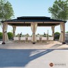 Mondawe 12x20Ft. Outdoor Solid Wood Frame Patio Gazebo Galvanized Steel Hardtop with Curtain - 2 of 4