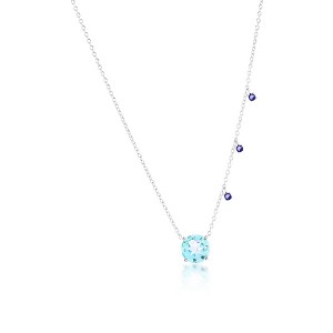 Simona Sterling Silver, 8MM Round Sky Blue Topaz & Small Iolite Necklace - Blue - 16+2 Inch - 1 of 2