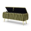 NicBex Bedroom Bench with Gold Legs Upholstered End of Bed Bench Velvet Oval Storage Ottoman Bench Toy Box for Living Room, Entryway - 3 of 4