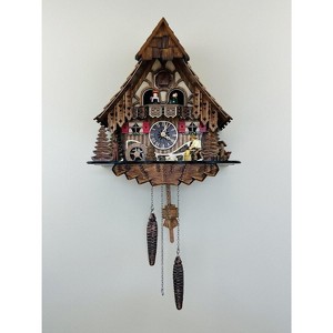 Quartz cuckoo clock 14 inch cottage design with animated woodchopper By River City Clocks - 1 of 4